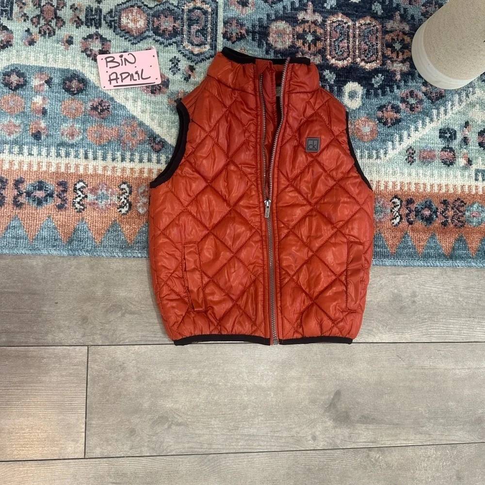 Y2K Calvin Klein Jeans Toddler Boy Puffer Diamond Quilted Puffer Vest 3T Rust
